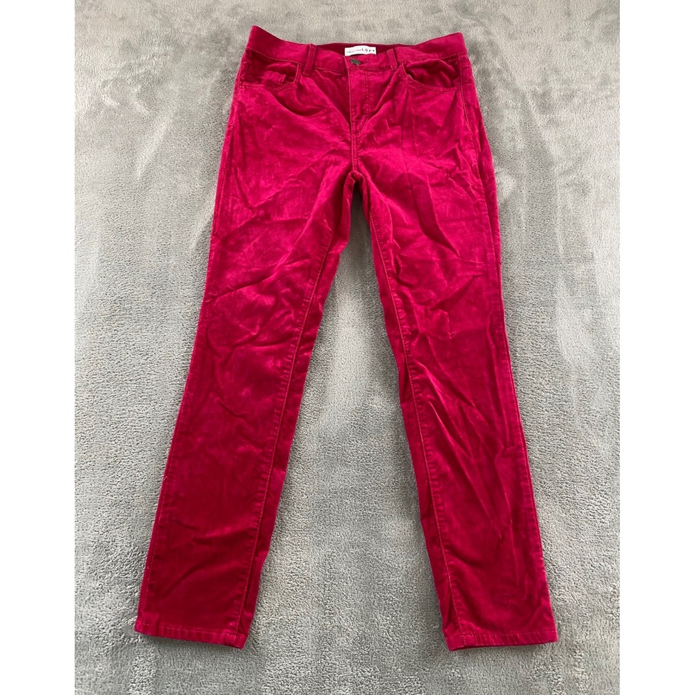 LOFT Womens Magenta Pink Velvet Skinny Pants Mid Rise Stretch Size 6P 28 515952